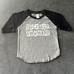 Small Shop size 24 Months "Socially Awkward" Graphic Raglan Tee - Gray & Black
